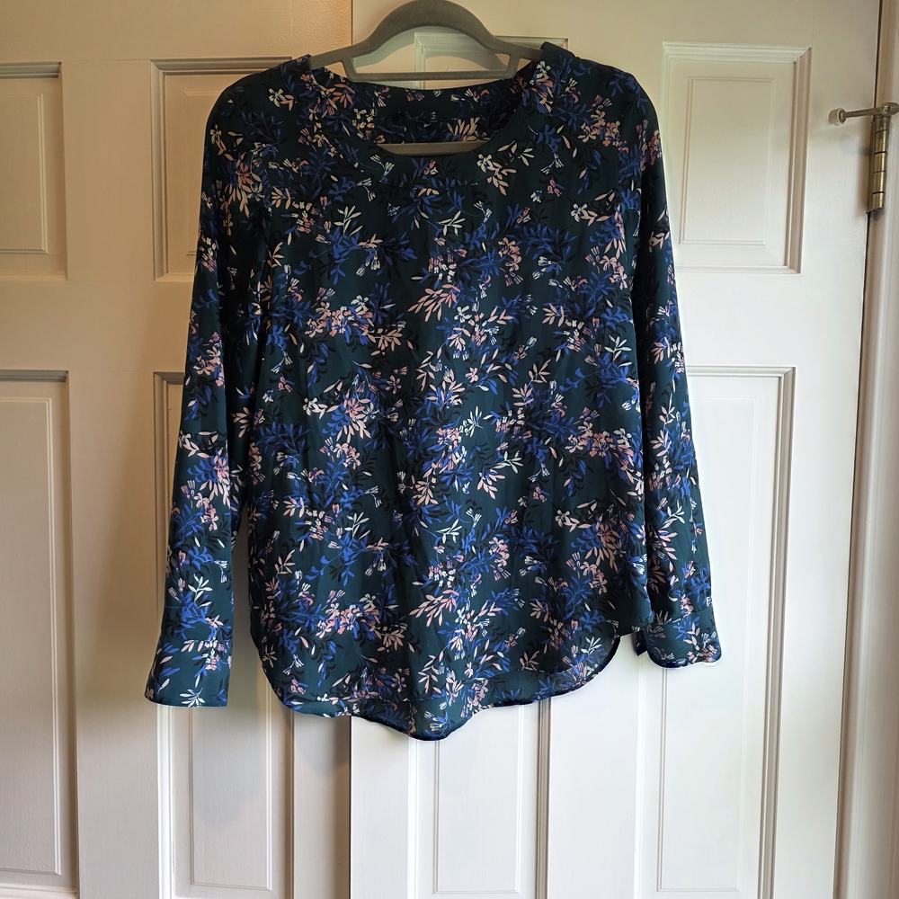 Banana Republic Floral Print Women's Top - Green and Blue - Size Small